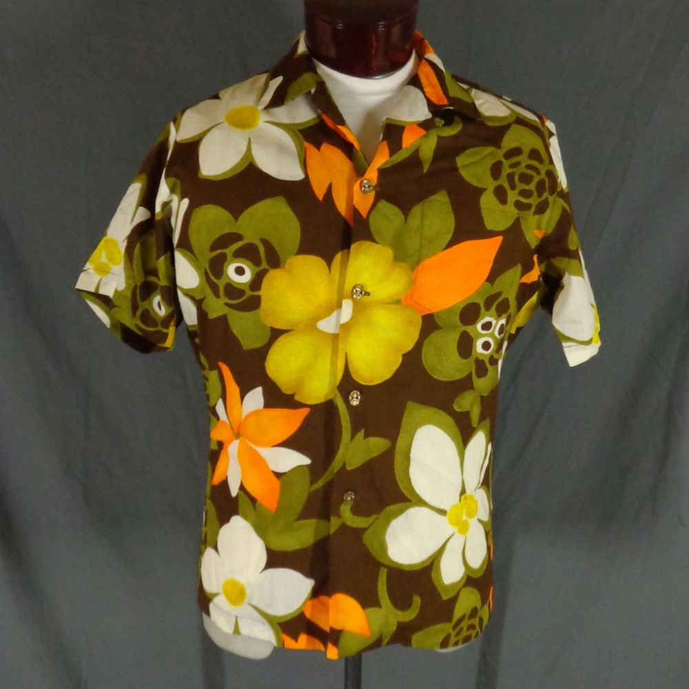 Vintage Kay O Kauai Earth Tone Hawaiian Shirt
